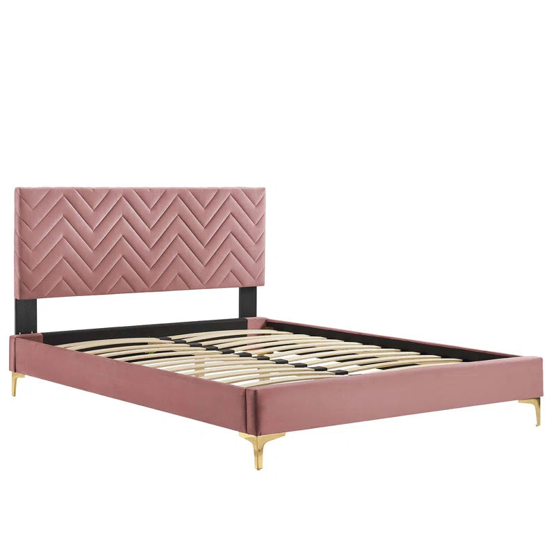 Modway Leah Chevron Tufted Performance Velvet Platform Bed