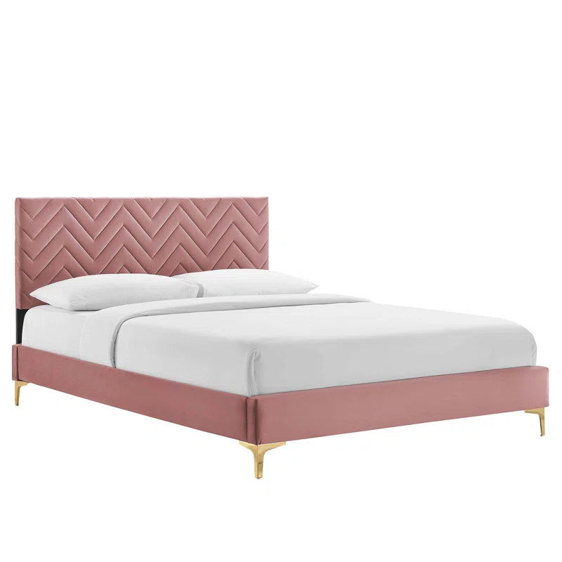 Modway Leah Chevron Tufted Performance Velvet Platform Bed