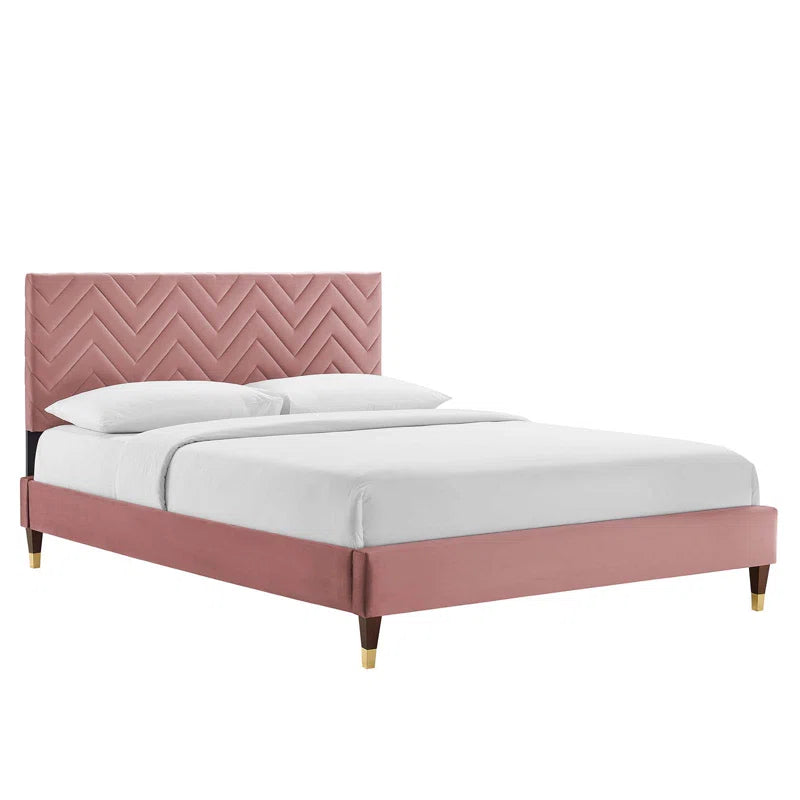Modway Leah Chevron Tufted Performance Velvet Platform Bed