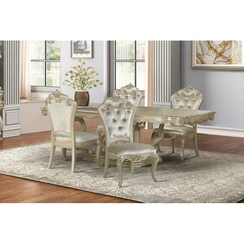 Monique 5-Piece Extendable Solid Wood Dining Set in Champagne - OUCHCART | Dining set