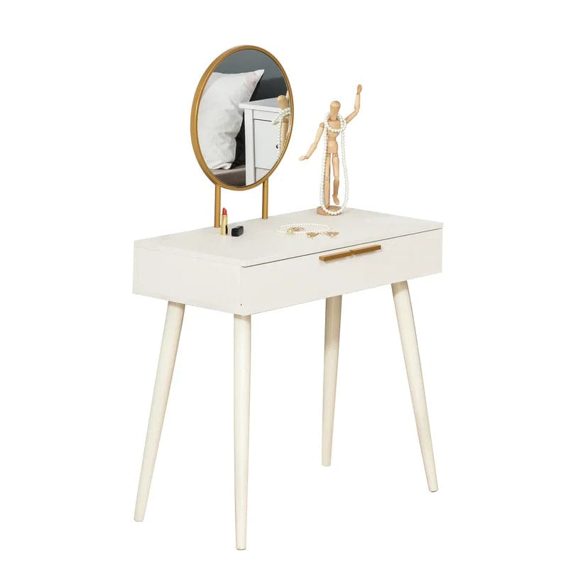 Vanity Desk,Makeup Vanity Desk with Mirror, Makeup Vanity Desk with Drawer, Adult Bedside Table Dressing Table,Brightness Adjustable Makeup Table for Bedroom Space