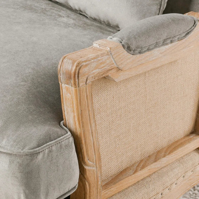 Louis XV Oak Armchair with Charcoal Upholstery & Cabriole Legs