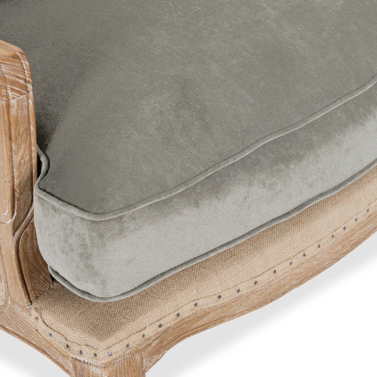 Louis XV Oak Armchair with Charcoal Upholstery & Cabriole Legs