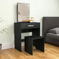 LAVIEVERT Vanity Set with Detachable Mirror, Makeup Vanity Dressing Table for Bedroom, Dresser Desk Writing Desk with Stool, One Drawers & Storage for Women Girls - (Black)