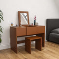 Makeup Vanity Set with Mirror, Makeup Vanity, Dressing Table with Stool for Bedroom, (Brown)