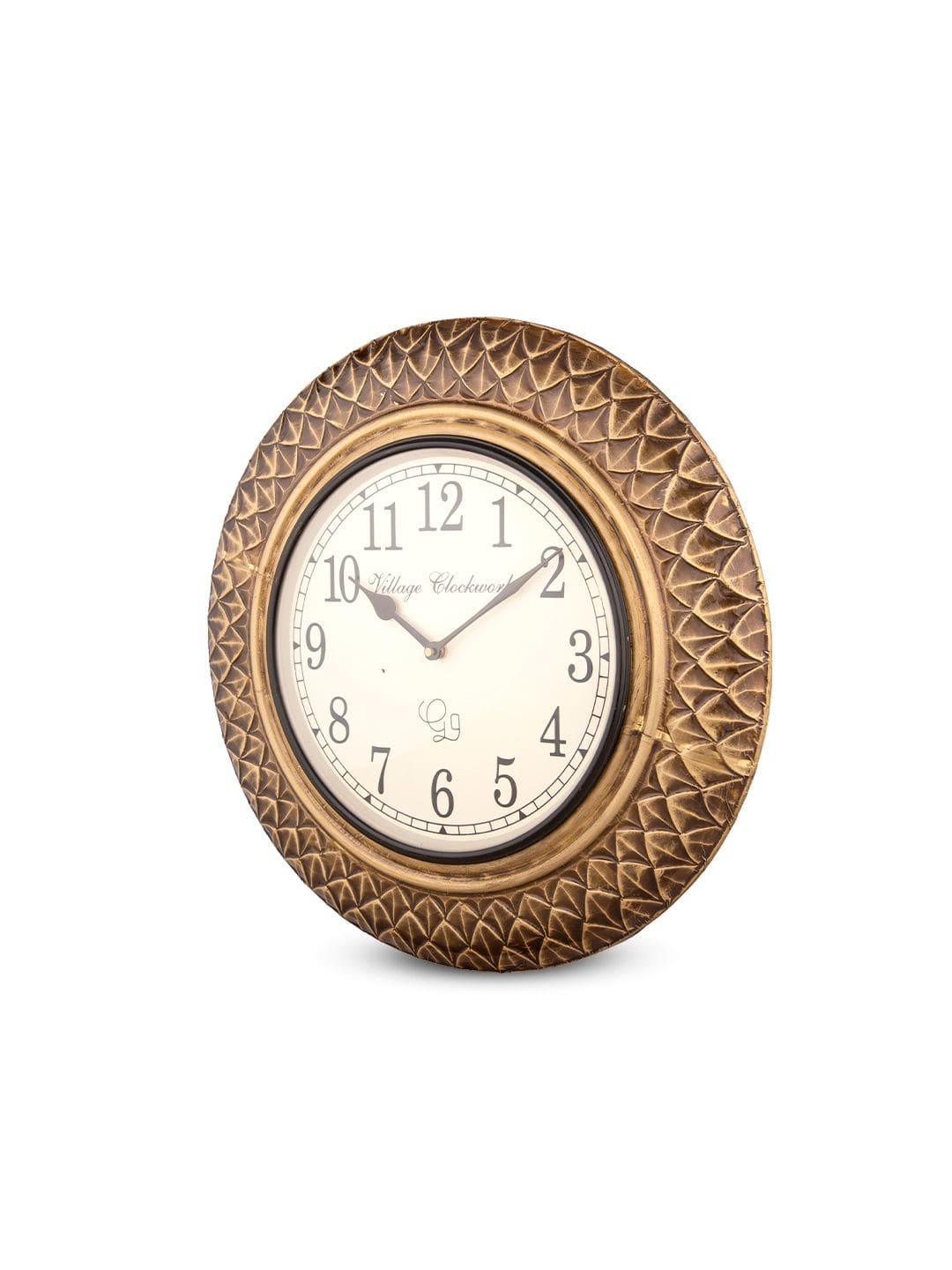 Round Brass Diamond Cut 16 Inches Wall Clock