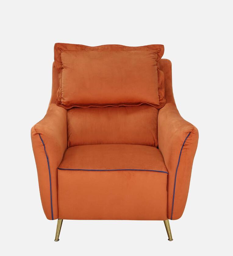 Velvet 1 Seater Sofa In Rust Colour
