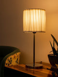 Metal Chrome Finish Lamp with Pleeted Cotton White Shade