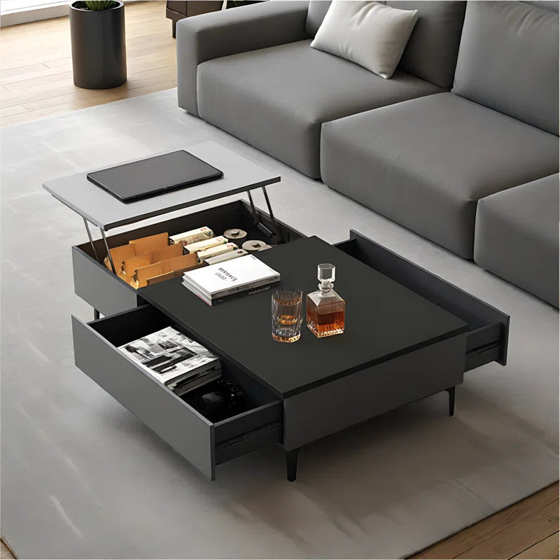 Lift Top Coffee Table with Hidden Storage Compartment and Drawers