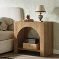 Farmhouse Arched Nightstand with Open Shelf – Rustic Wooden Bedside Table for Small Spaces