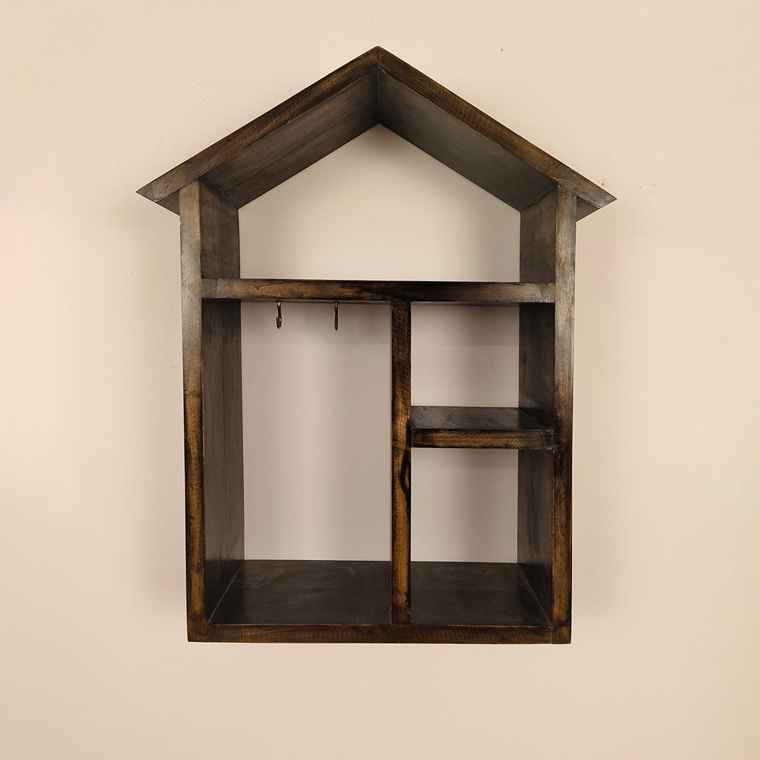 OCTAVIUS Wooden Wall Shelf Organiser with Key Holders - OUCH CART | Wall hanging