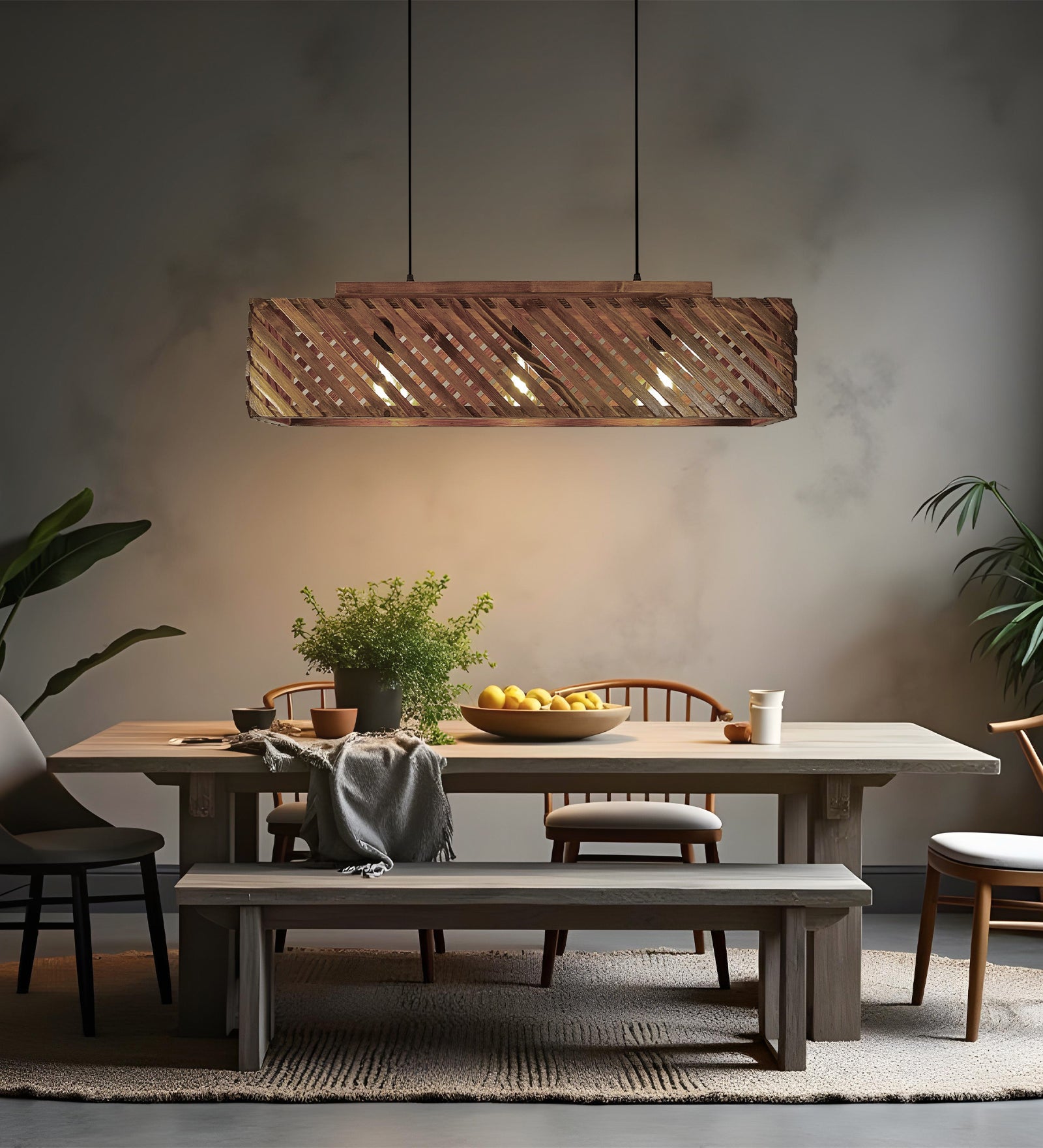 Oblique 36 Centrum Brown Wooden 3 Series Hanging Lamp