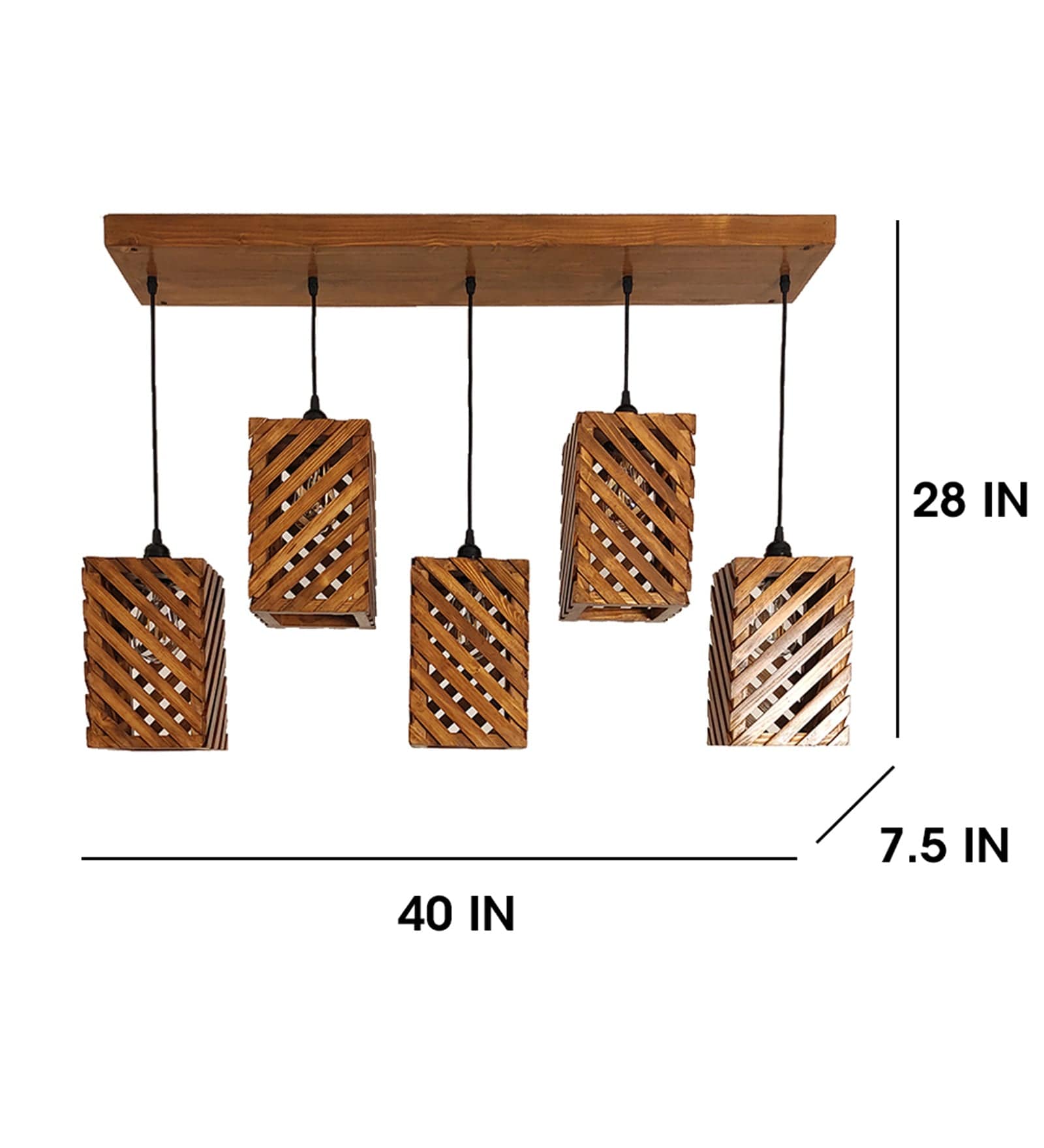 Oblique Brown 5 Series Hanging Lamp (BULB NOT INCLUDED)