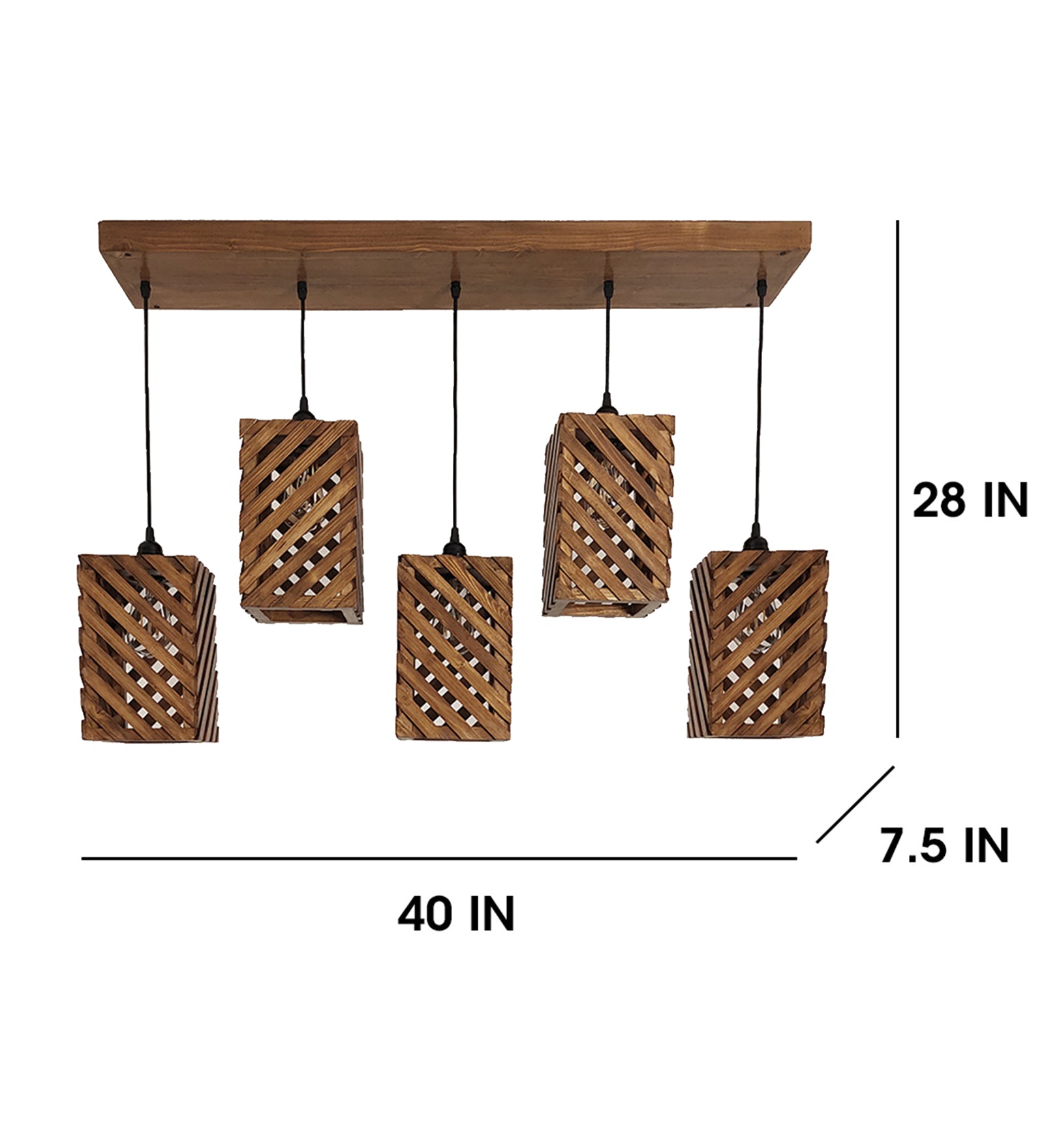 Oblique Brown 5 Series Hanging Lamp (BULB NOT INCLUDED)