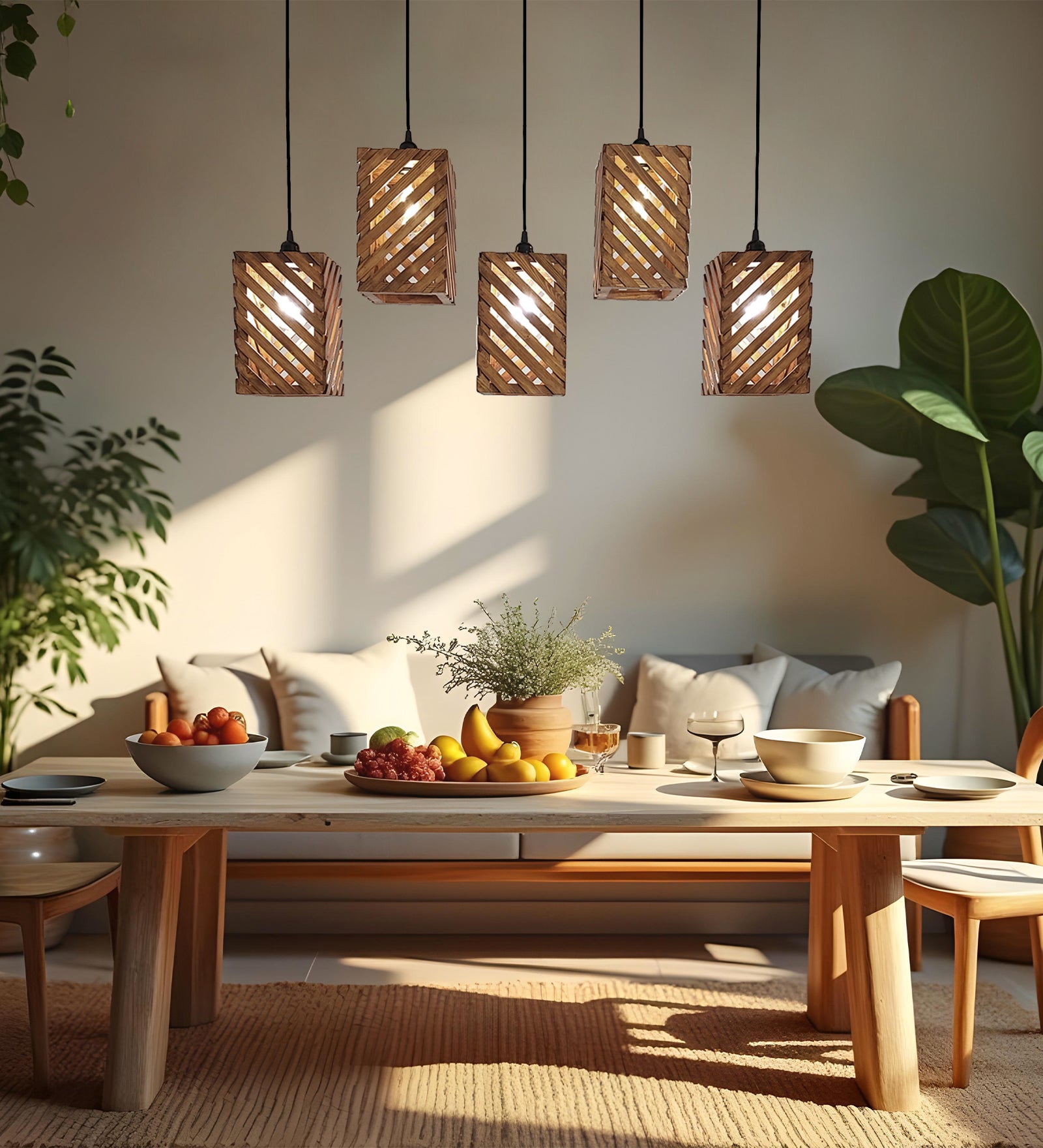 Oblique Brown 5 Series Hanging Lamp (BULB NOT INCLUDED)