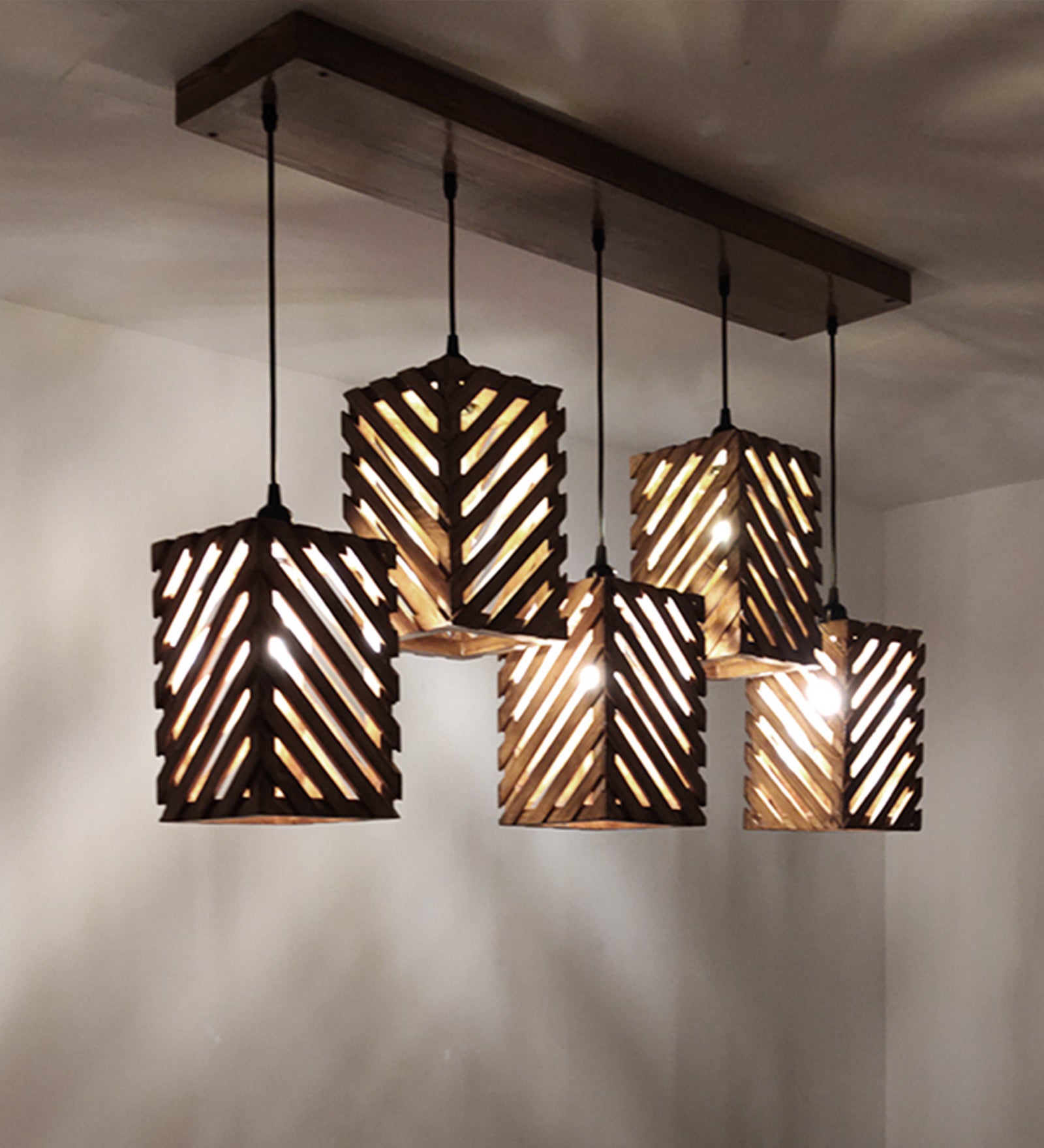 Oblique Brown 5 Series Hanging Lamp (BULB NOT INCLUDED)