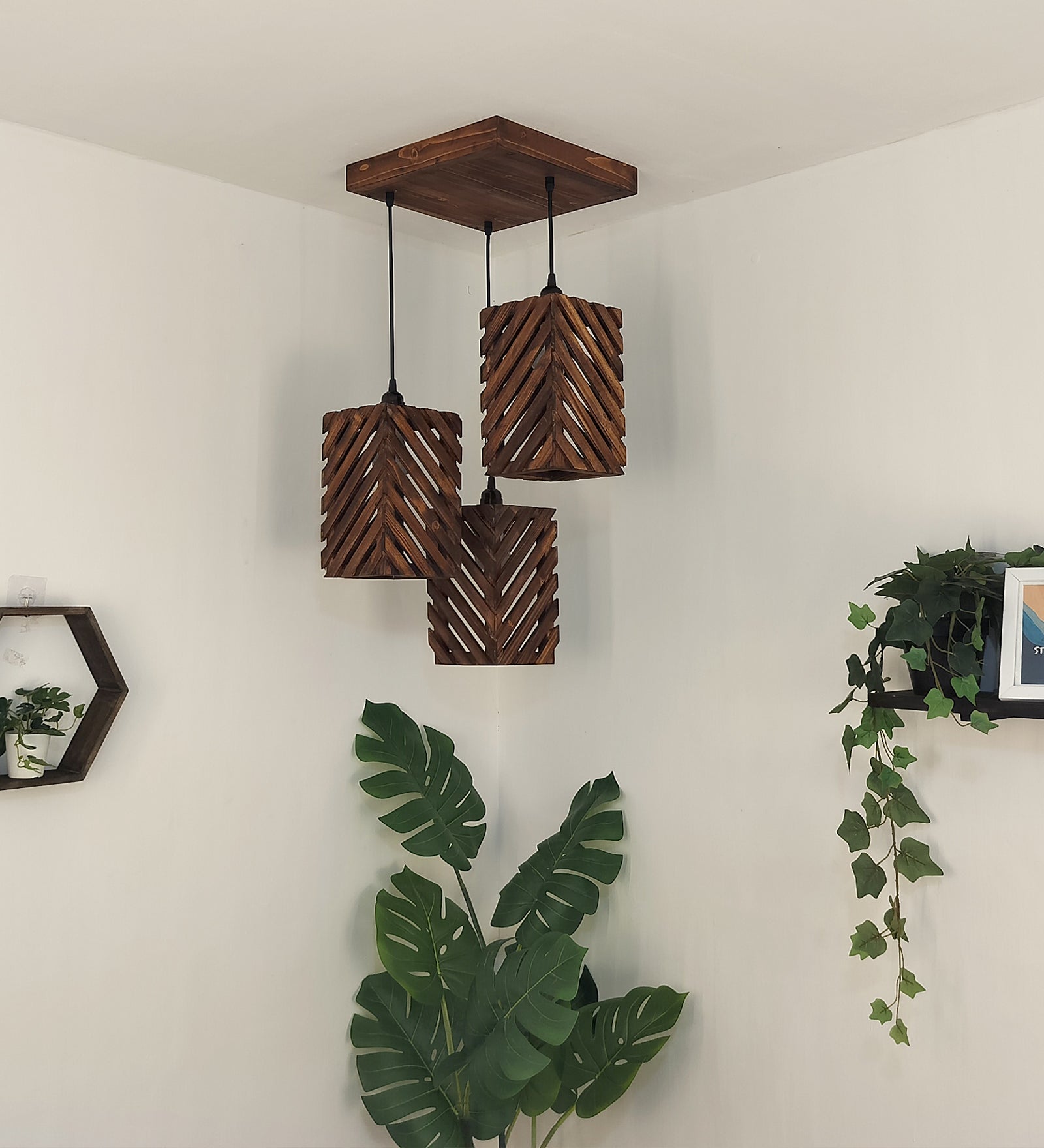 Oblique Brown Cluster Hanging Lamp (BULB NOT INCLUDED)