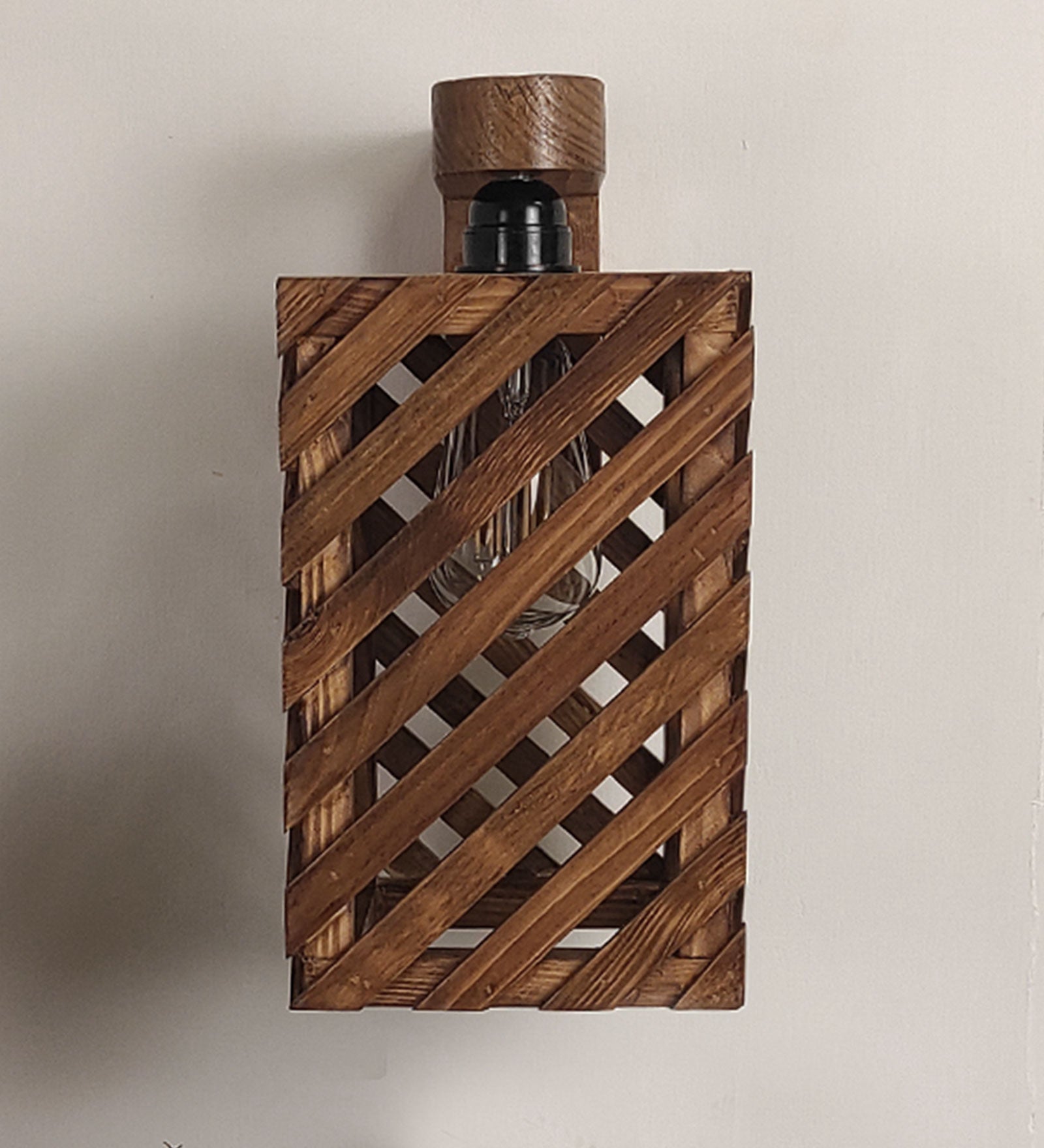 Oblique Brown Wooden Wall Light (BULB NOT INCLUDED)