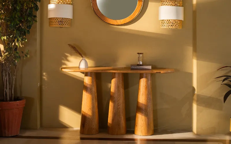 Ouch Cart Modern Wooden Console Table for Living Room & Entryway | Premium Designer Hall Table with Contemporary Finish | Stylish Accent Furniture for Home Décor