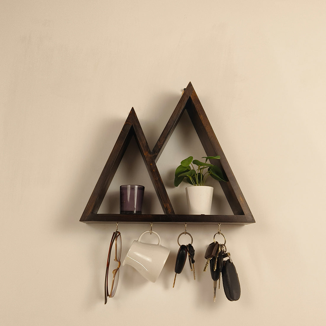 PHAROAH Wooden Wall Shelf Organiser with Key Holders