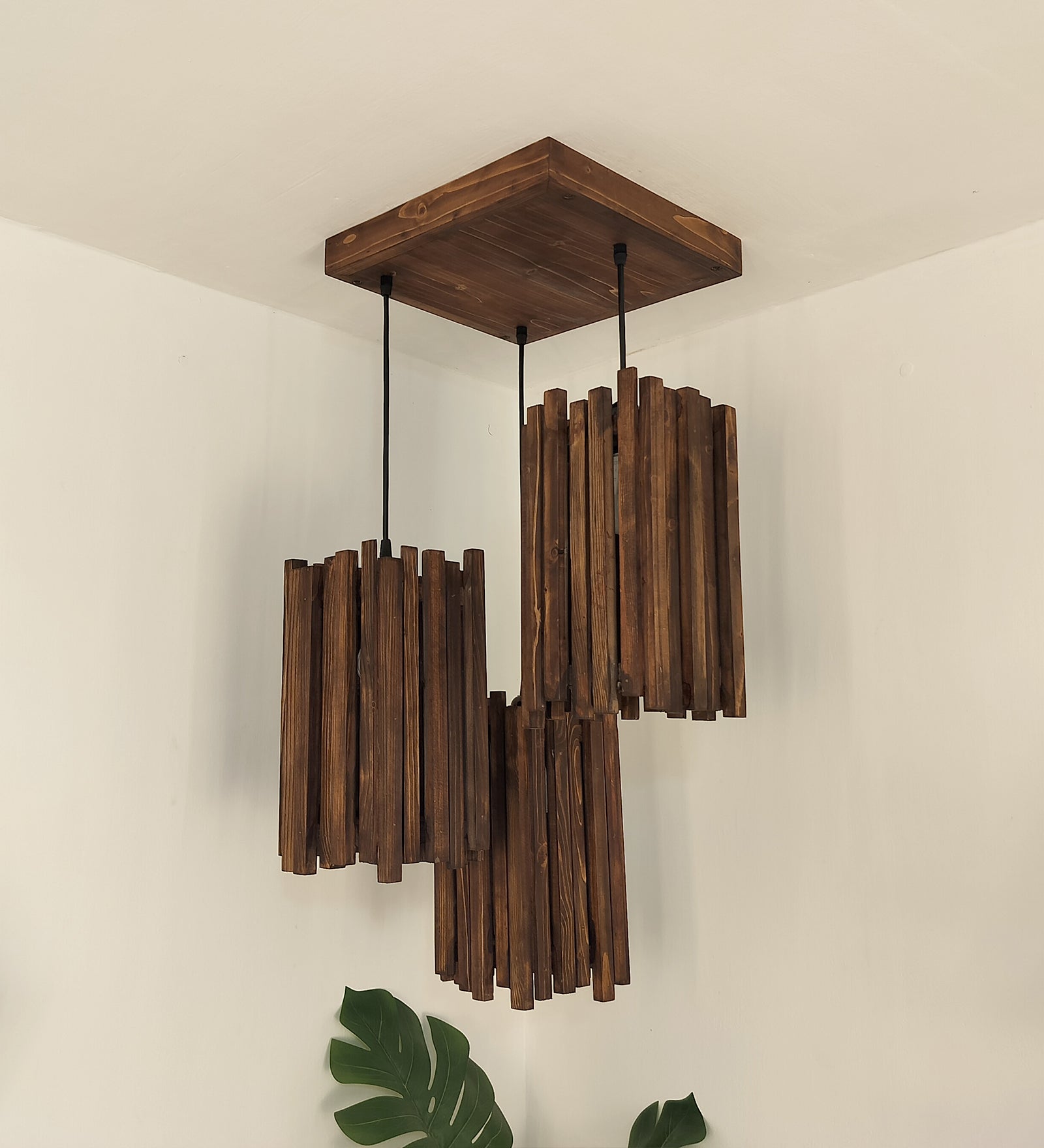 Palisade Brown Wooden Cluster Hanging Lamp (BULB NOT INCLUDED)