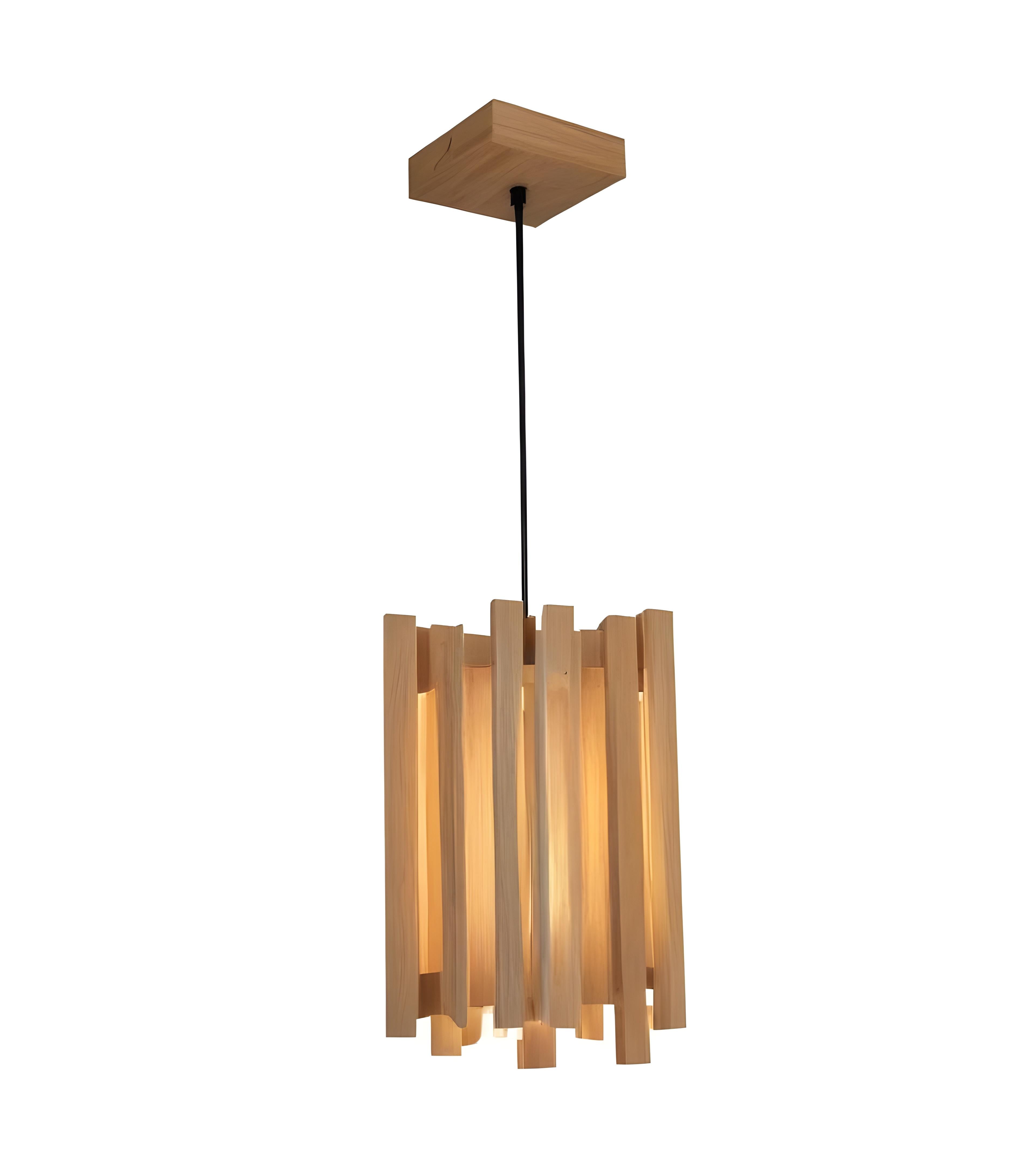 Palisade Beige Wooden Single Hanging Lamp (BULB NOT INCLUDED)