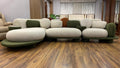 157" Curved Modular Bouclé Sofa with Side Tables