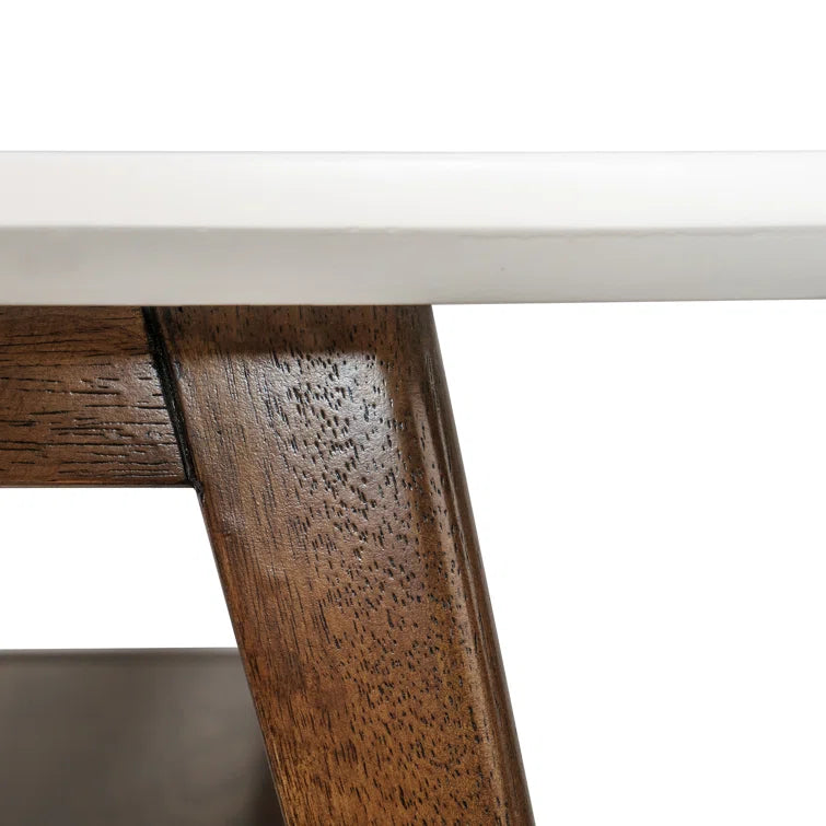 Modern Coffee Table with Open Shelf & White Top