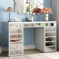 Patternson 13-Drawer Mirrored Vanity Desk – Stylish Makeup Table