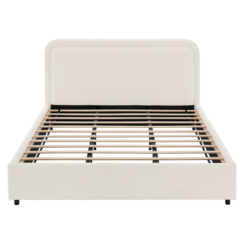 Plush Sherpa Upholstered Low-Profile Platform Bed