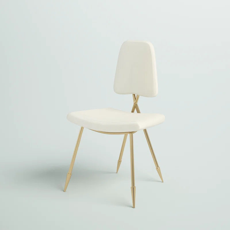 Glam Side Chair with Curved Cushions & Stainless Steel Base