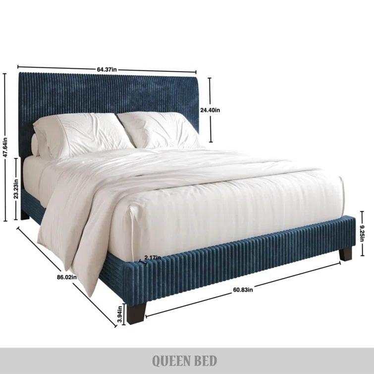 Pravesh Corduroy Upholstered Bed