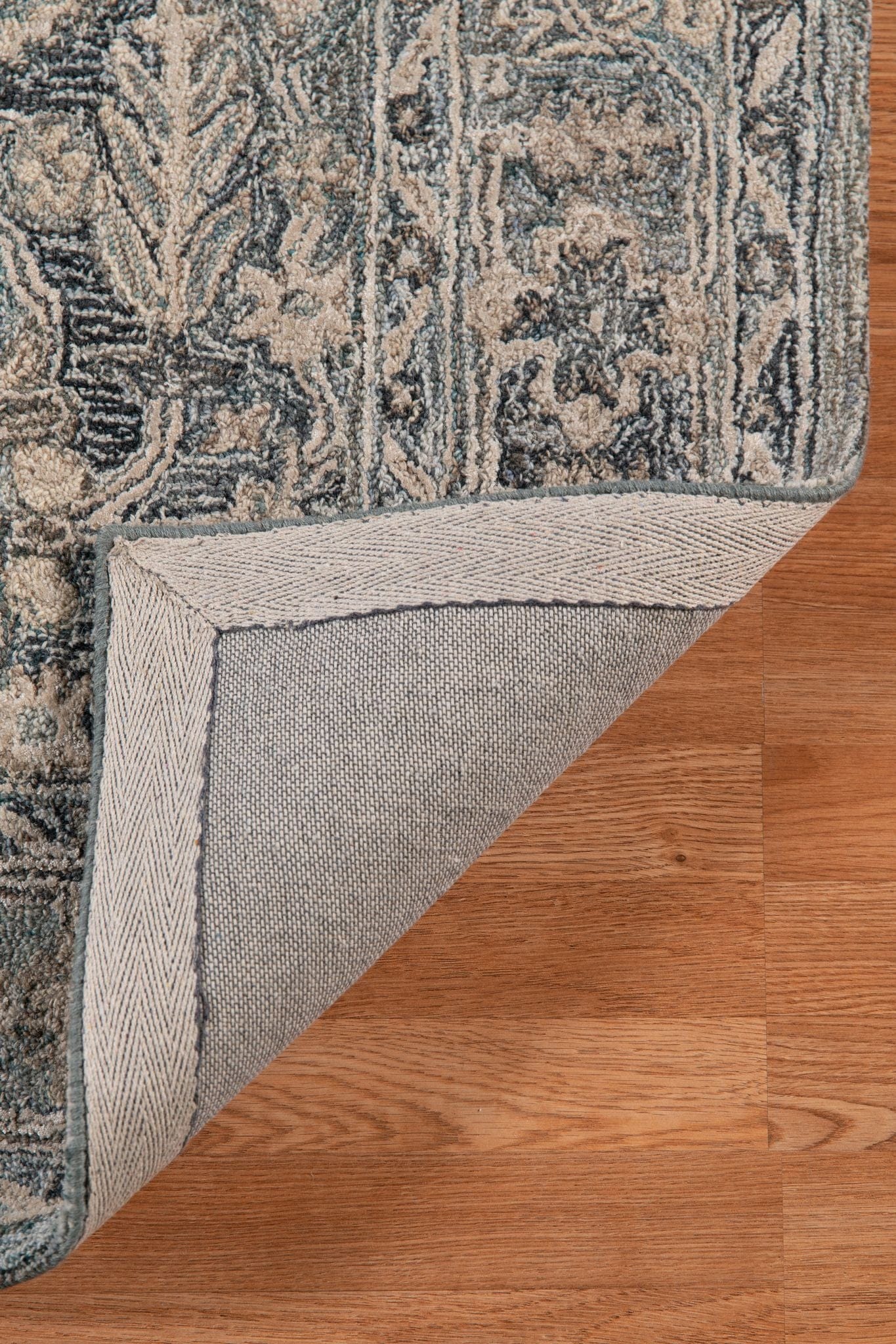 Steel Blue Wool & Viscose Vestige 8X10 Feet  Hand-Tufted Carpet - Rug