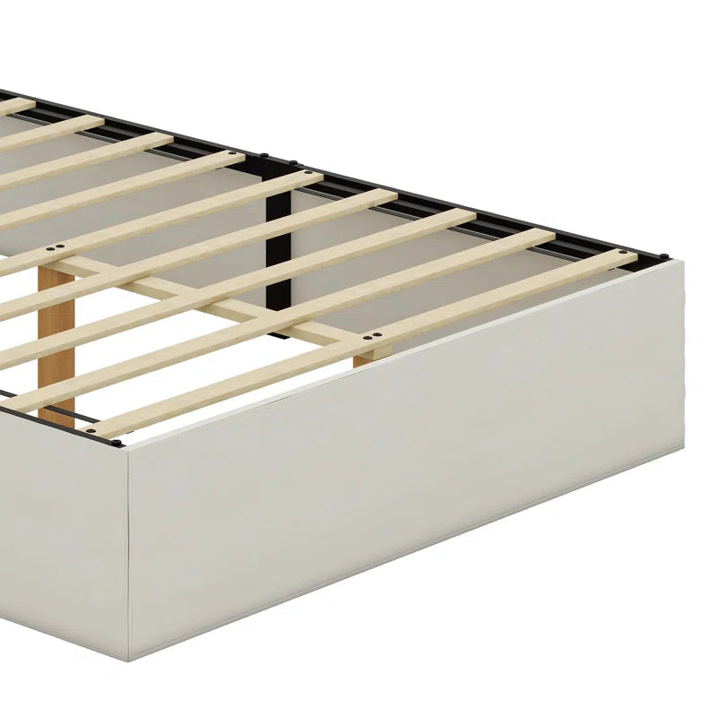 Queen Size Tufted Upholstered Bed Frame With Crystal Button Accents, Wingback Headboard