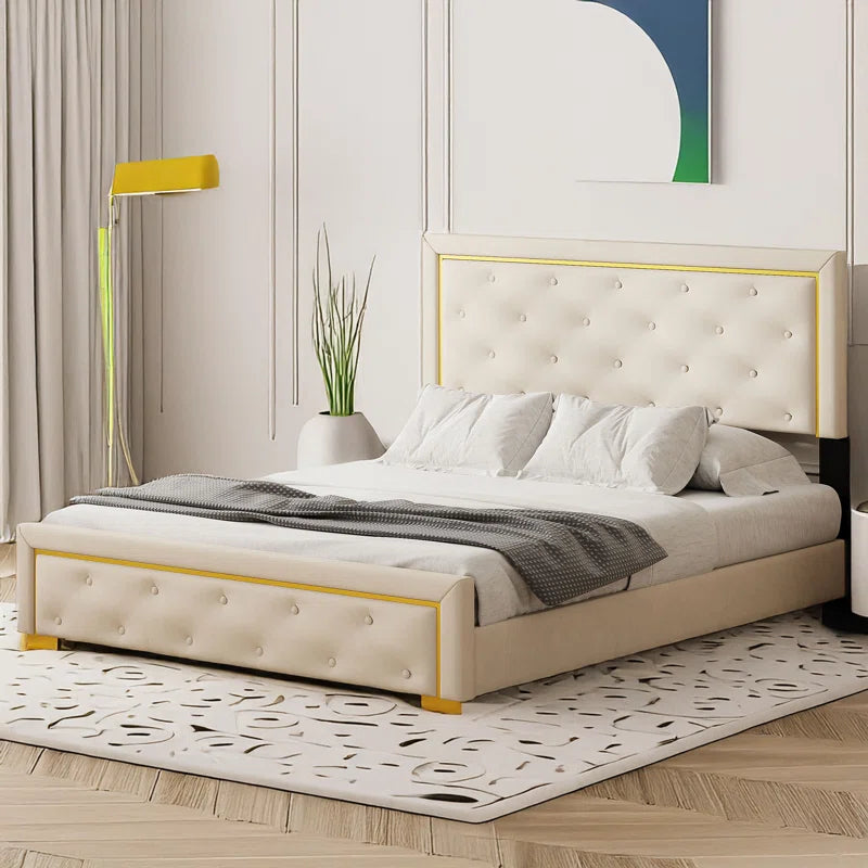 Queen Size Upholstered Platform Bed