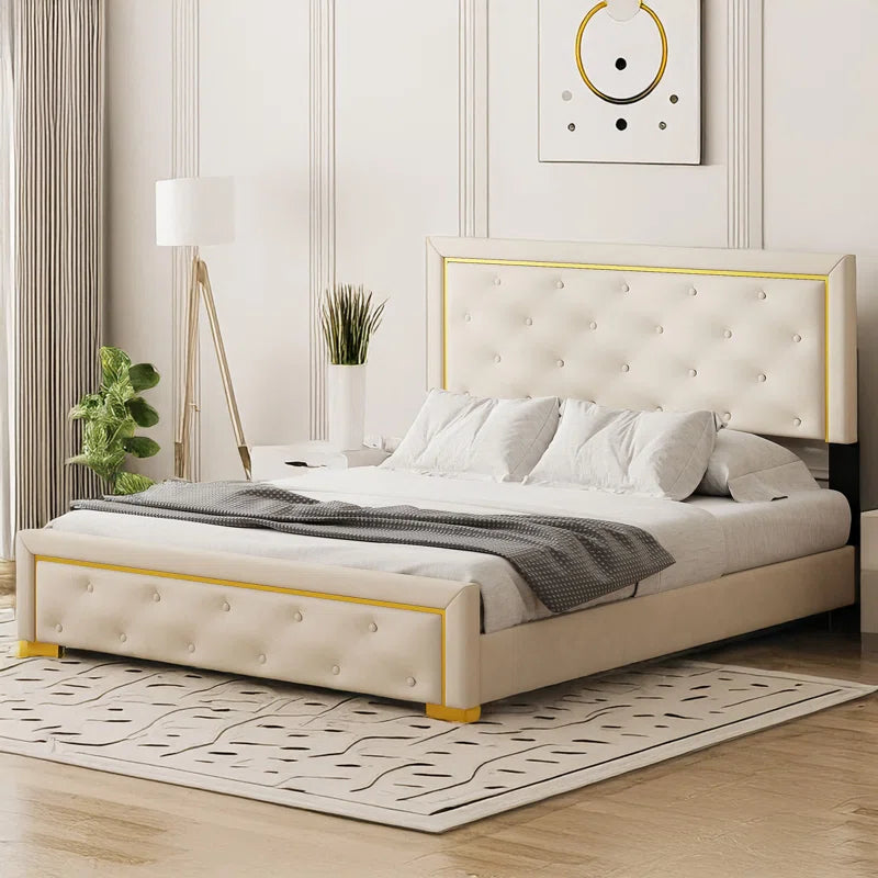 Queen Size Upholstered Platform Bed