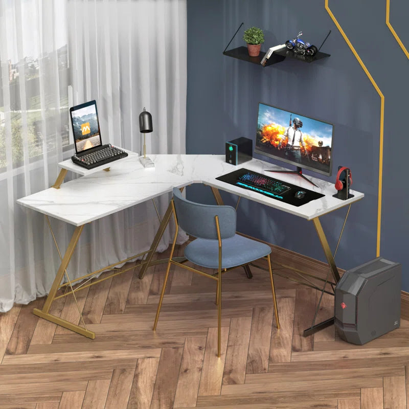 L-Shaped Metal Base Computer Desk