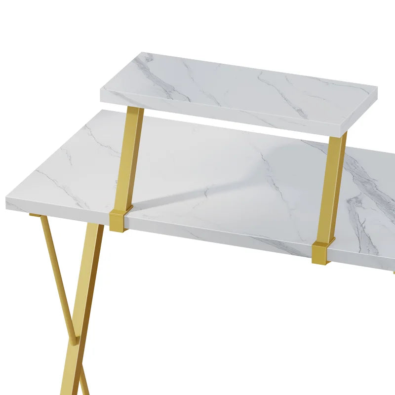 L-Shaped Metal Base Computer Desk