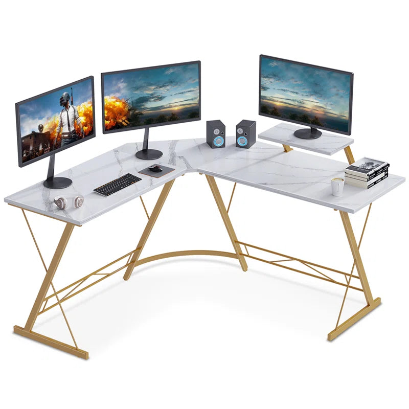 L-Shaped Metal Base Computer Desk