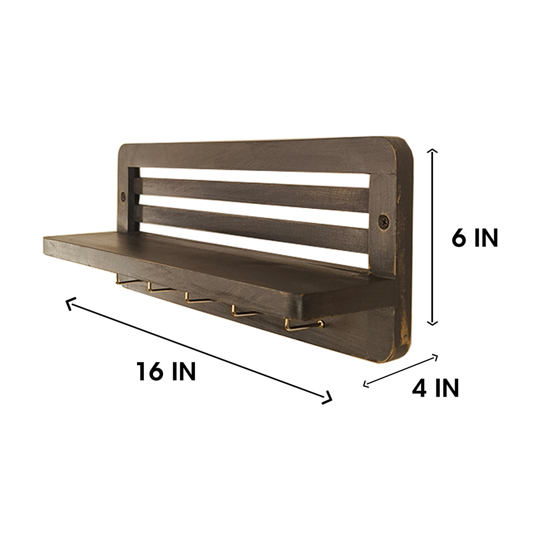 REGUS Wooden Wall Shelf Organiser with Key Holders