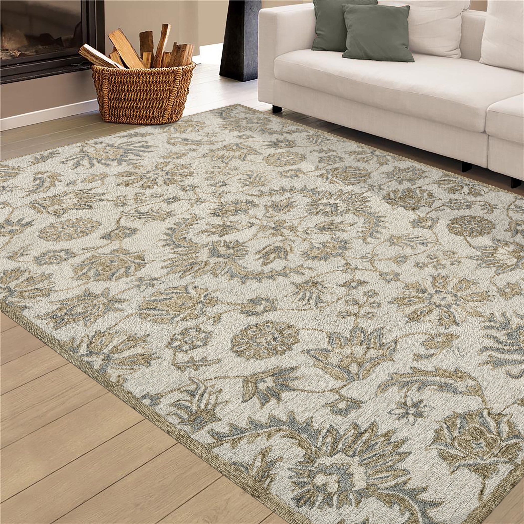 Saraswati Global Rug Luxury Handcrafted  Area Rug - 8x10, Premium New Zealand Wool, Anti-Skid & Anti Slip Cotton Backing Carpet , Ideal for Bedroom, Living Room, and Dining Room, Kids Room, Office