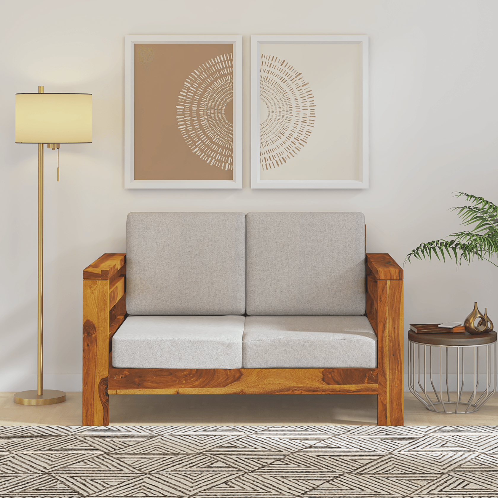 Eirini Elegance Sheesham Wood sofa In Light Honey Color