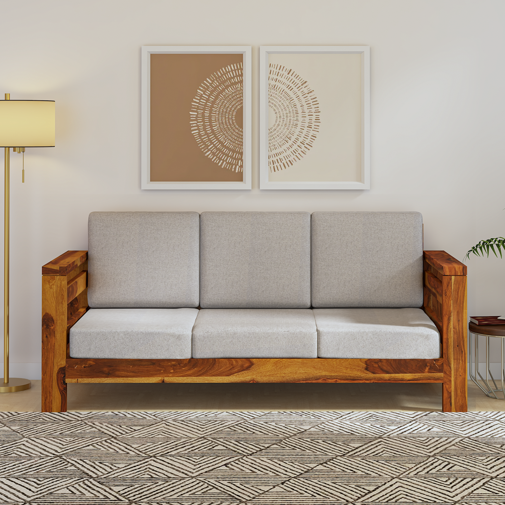 Eirini Elegance Sheesham Wood sofa In Light Honey Color