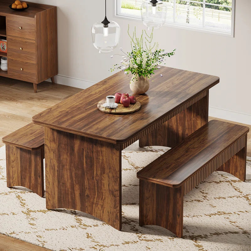 Dining Table Set for 4-6 Person, 3 Piece Kitchen Table Set