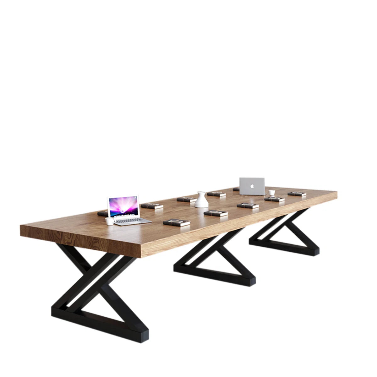 Rectangular solid wood conference table, administrative discussion table - OUCH CART