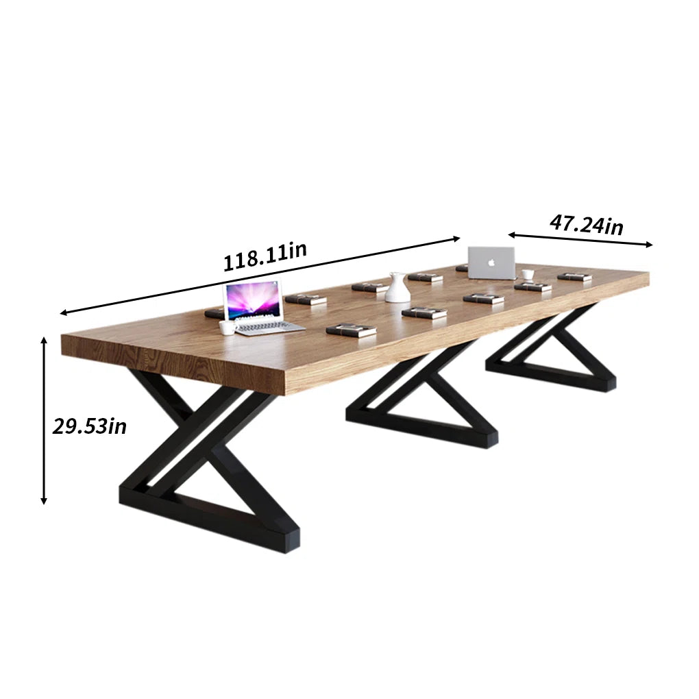 Rectangular solid wood conference table, administrative discussion table