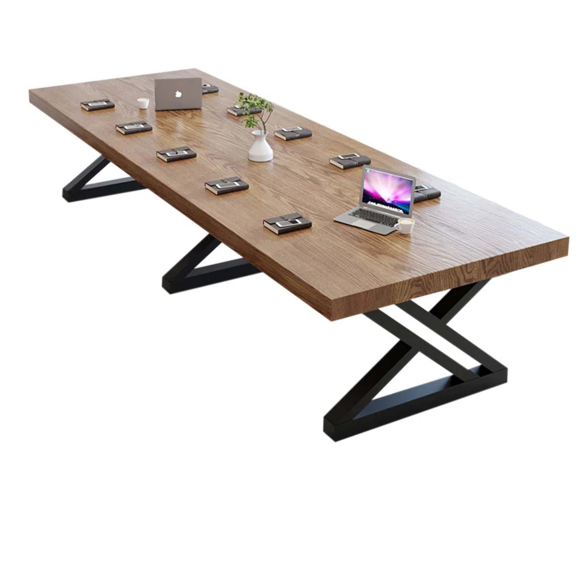 Rectangular solid wood conference table, administrative discussion table