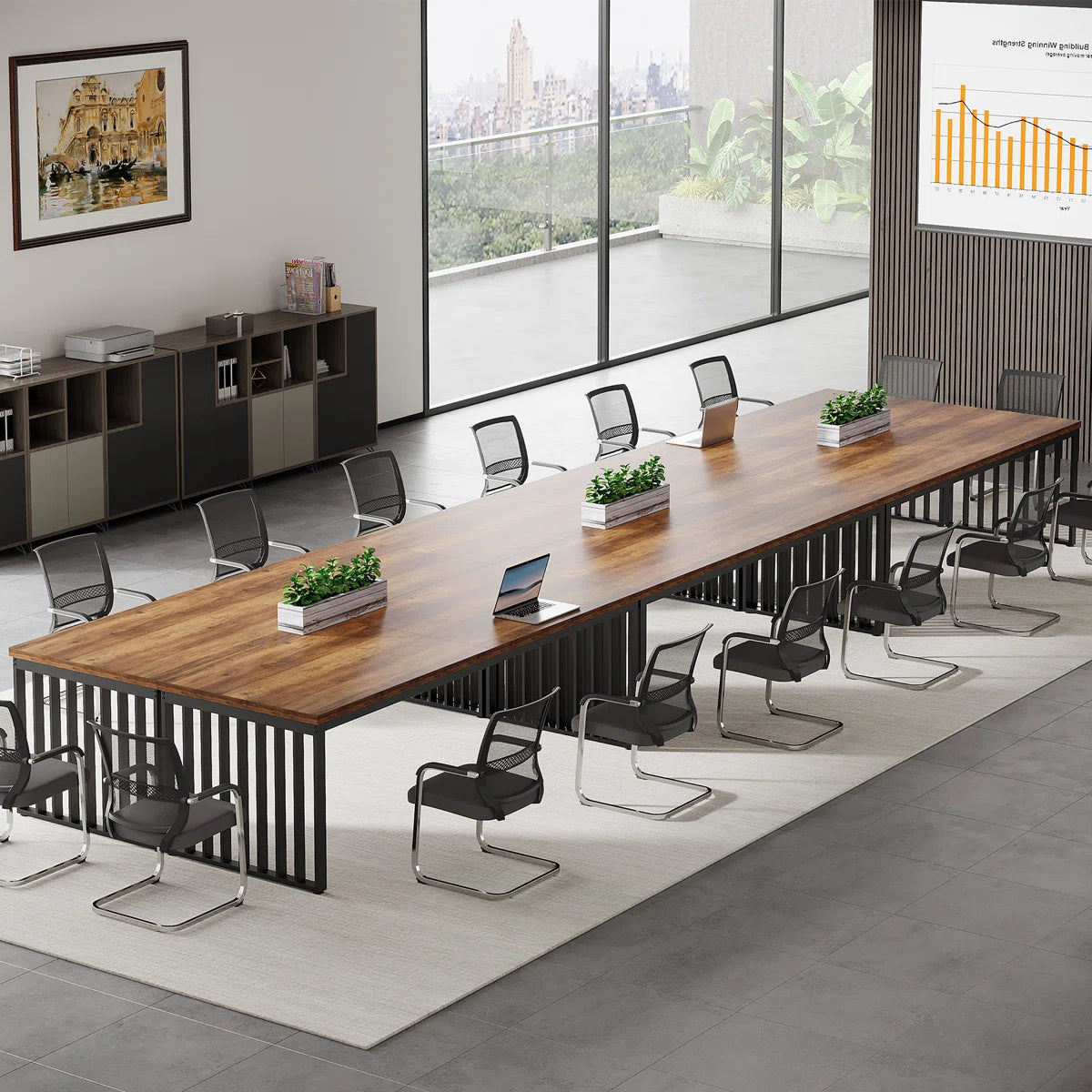 Reidy 78.7" Conference Table with Metal Legs for 4-6 People-OUCH CART 