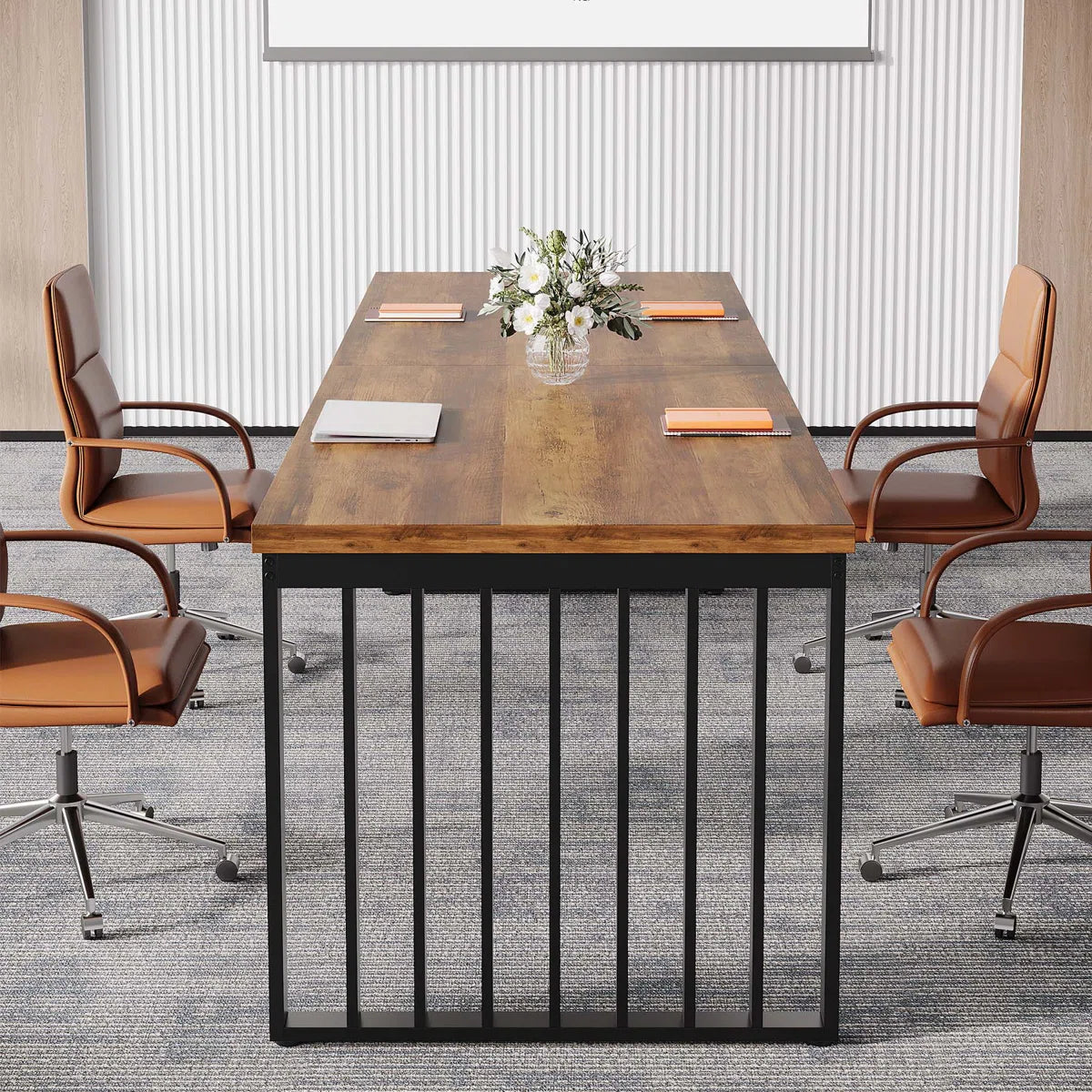 Reidy 78.7" Conference Table with Metal Legs for 4-6 People-OUCH CART 