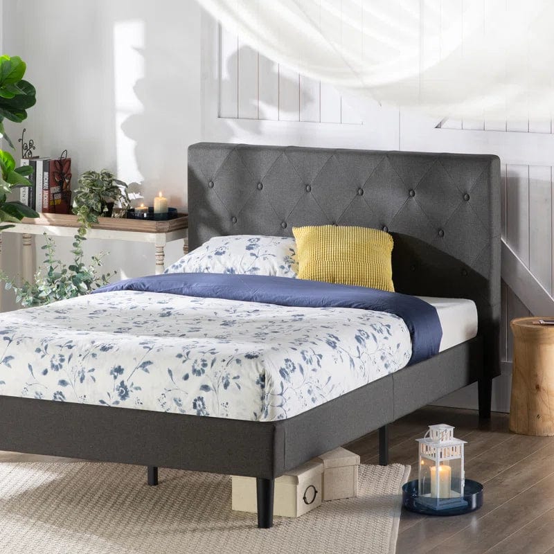Ridley Button Detailed Headboard Upholstered Bed Frame